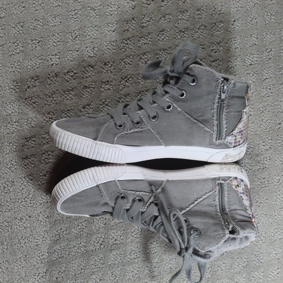 Blowfish Size 6 Grey Canvas Lace Up and Zipper Sneakers - Picture 3 of 6